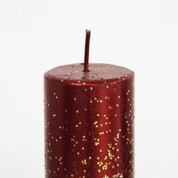 Red Christmas Decorative Candle with Gold Glitter