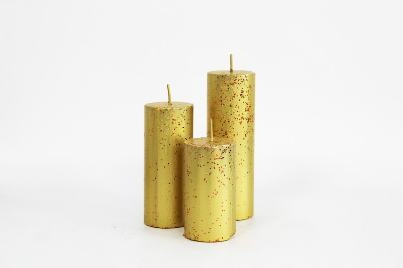 Bougie de Noël couleur métallique Ceralacca 24x8 cm dorée