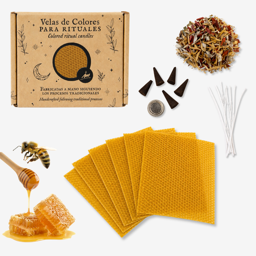 Kit DIY Espelmes de Mel – 6 Làmines + Blens + Herbes + Encensos