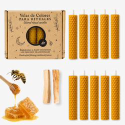 Pack de 10 Espelmes de Cera d’Abella Natural + 2 Bastons de Palo Santo Premium
