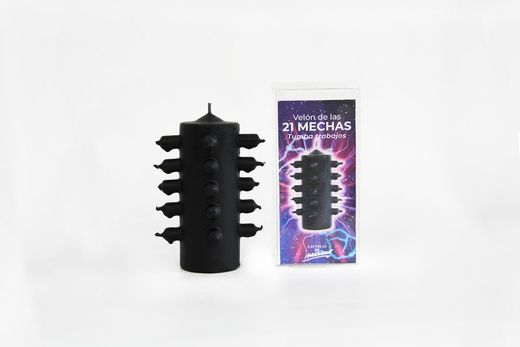Velón 21 Mechas Negro