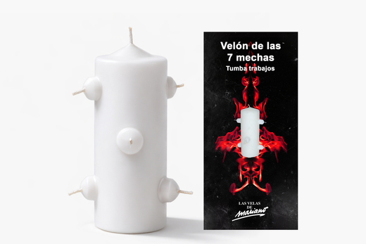 Velón 7 mechas pequeño blanco