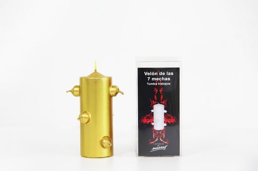Velón 7 mechas pequeño dorado