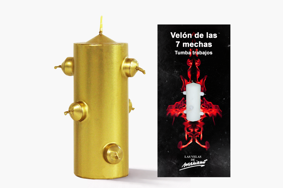 Velón 7 mechas pequeño dorado