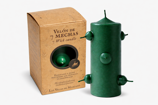 Velón 7 mechas pequeño verde