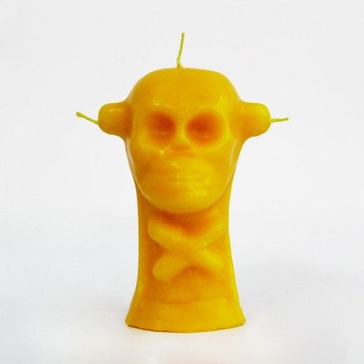 Espelma calavera 3 metxes groc