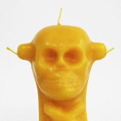 Espelma calavera 3 metxes groc