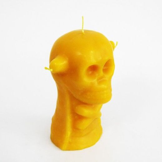 Espelma calavera 3 metxes groc