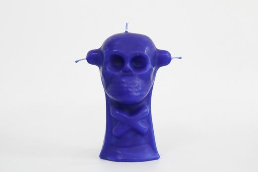 Vela calavera 3 mechas azul