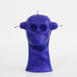 Espelma calavera 3 metxes blava