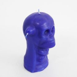 Espelma calavera 3 metxes blava