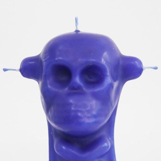 Espelma calavera 3 metxes blava