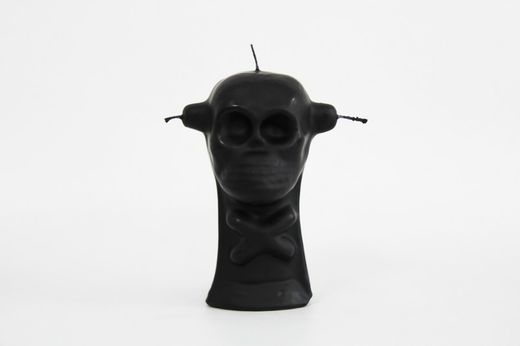 Vela calavera 3 mechas negro