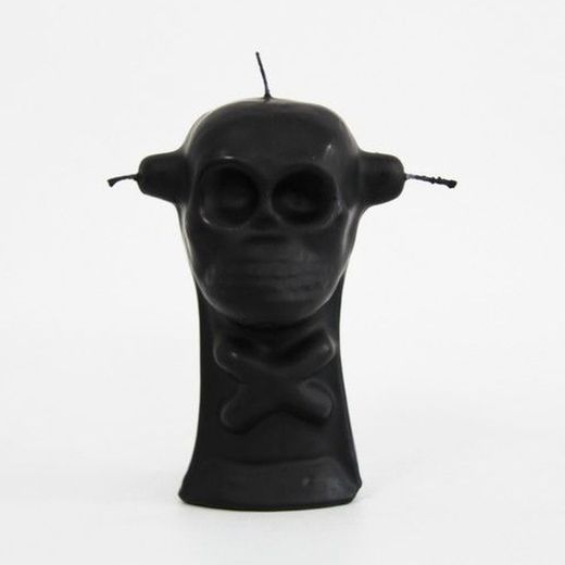 Espelma calavera 3 metxes negre