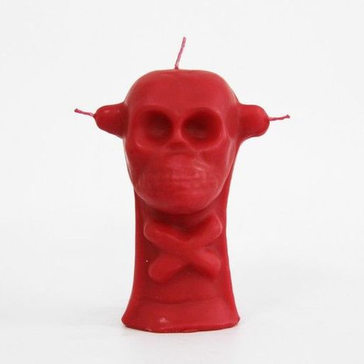 Espelma calavera 3 metxes vermell