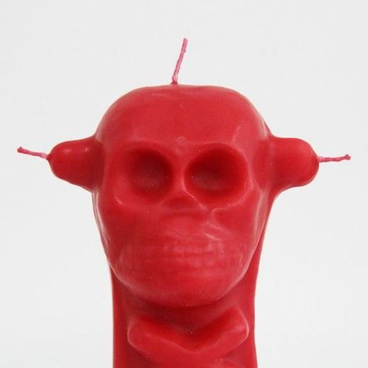 Espelma calavera 3 metxes vermell