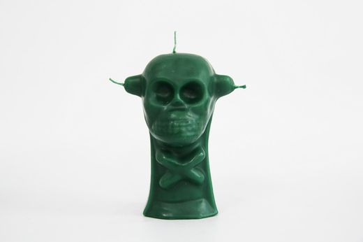 Vela calavera 3 mechas verde