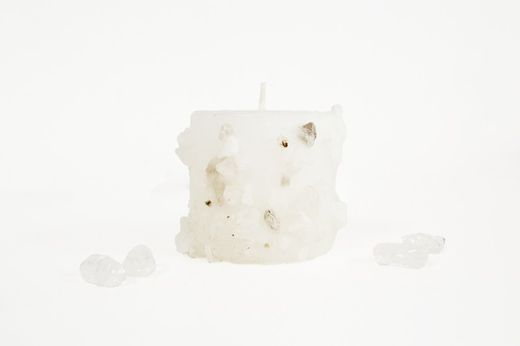 Velón Mineral Cuarzo Blanco
