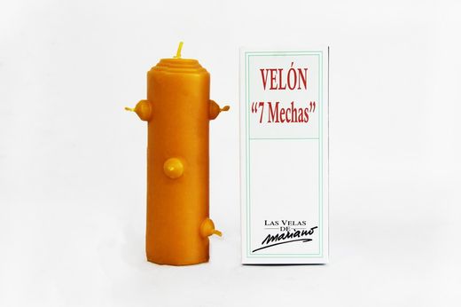 Velón 7 mechas grande amarillo