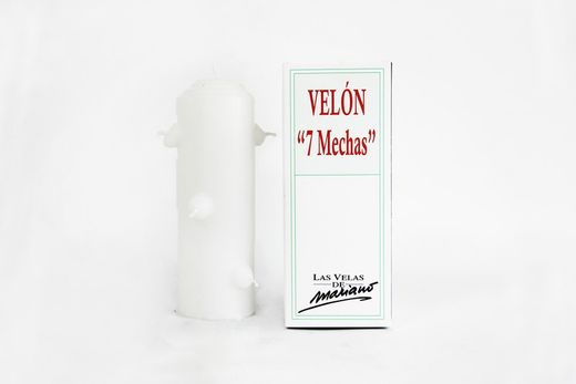 Velón 7 mechas grande blanco