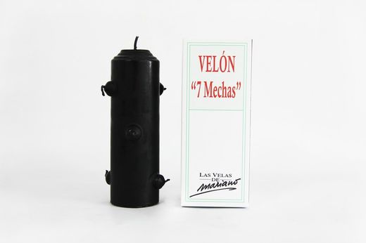 Velón 7 mechas grande negro