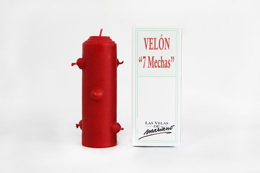 Velón 7 mechas grande rojo